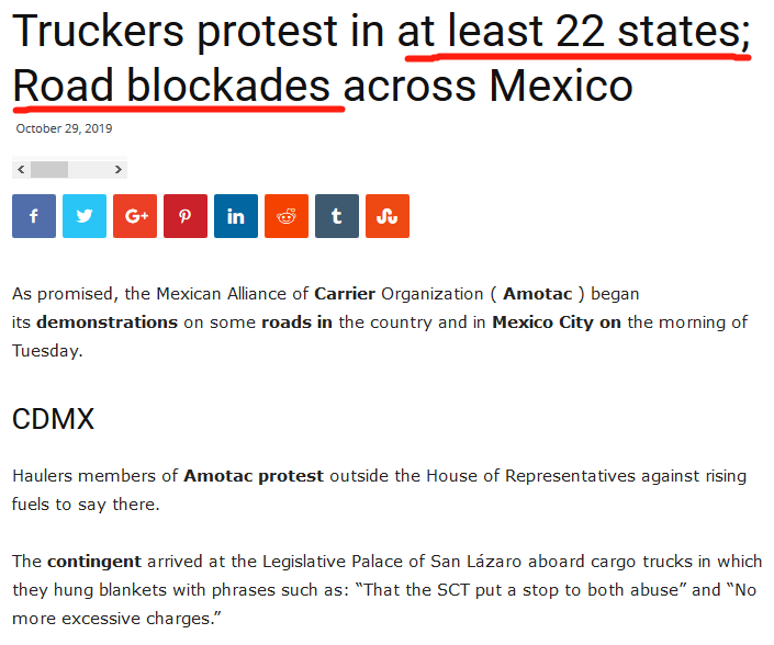 墨西哥全国货车司机罢工致公路拥堵