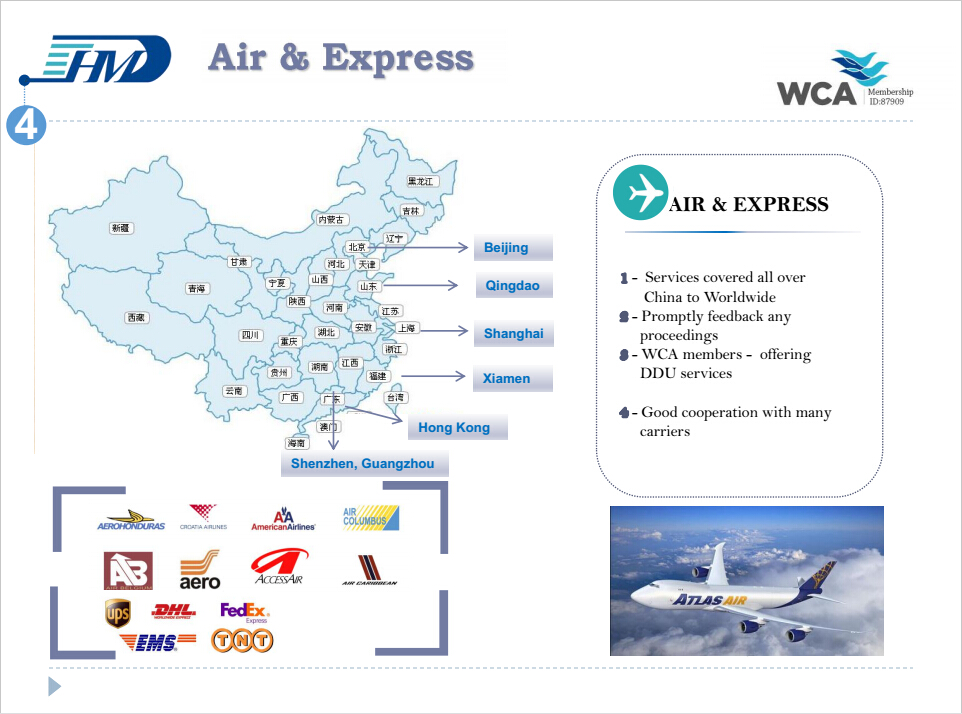 Air freight forwarder air shipping door to door service ddu ddp from china to Philadelphia USA